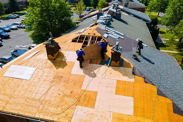 Roofing work on a pitched roof