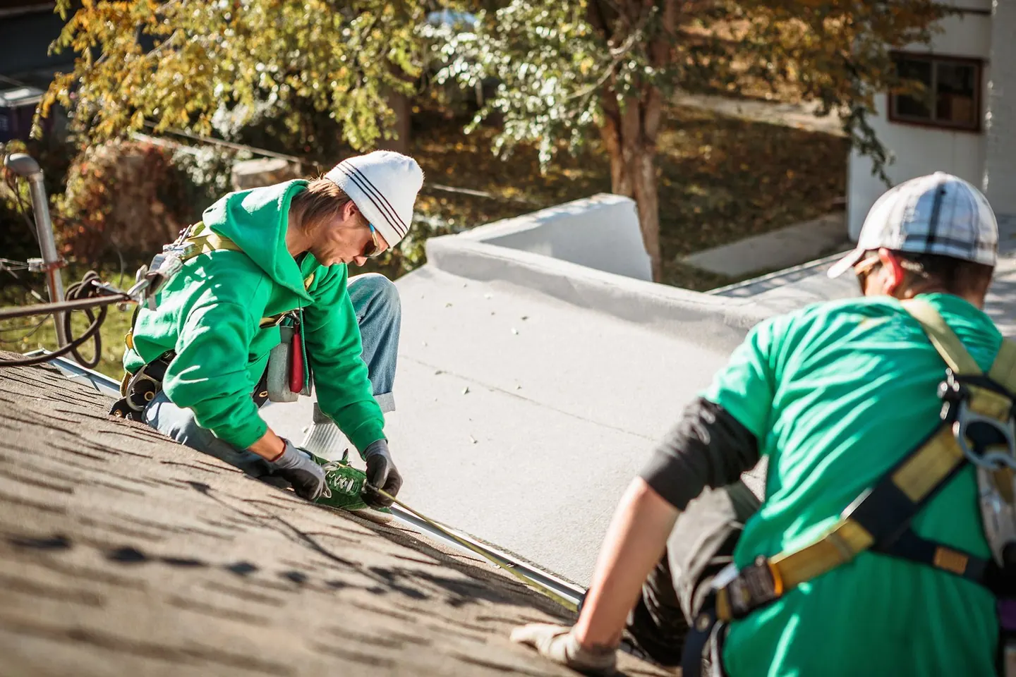 Roofing work on a pitched roof