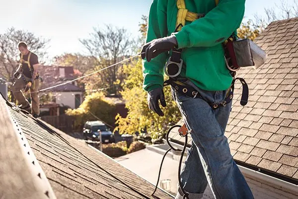Roofing work on a pitched roof
